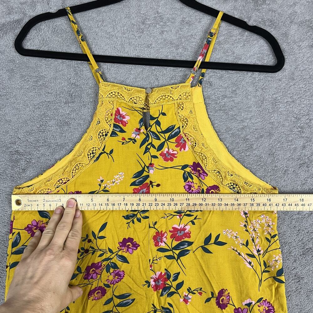 Francesca’s Yellow Floral Lace Tank Women Size S Boho Festival Top Blue Rain - Picture 7 of 11